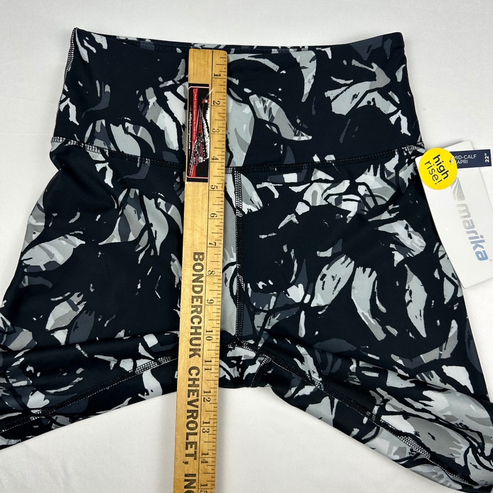 Marika Womens High Rise Mid-Calf Capri Leggings Black Grey Abstract KLC1033T S - Picture 7 of 9
